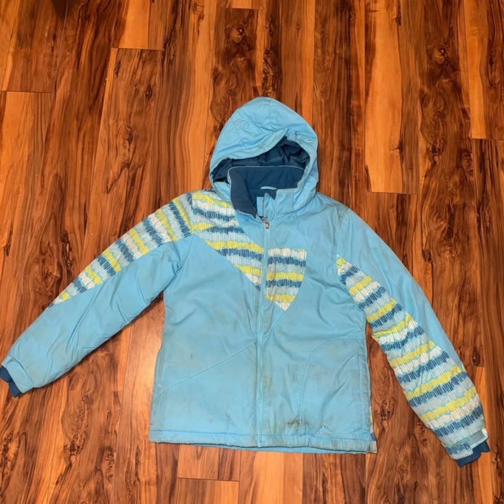 L.L. Bean Kids Light Blue Jacket with Yellow Stripes